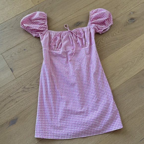 Zara Pink checkered gingham Dress Small - Picture 4 of 12